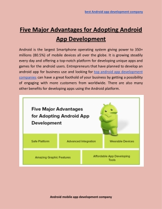 Five Major Advantages for Adopting Android App Development