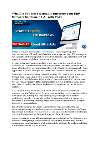 What Do You Need in 2021 to Integrate Your ERP Software Solution in UAE with VAT