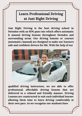 Learn Professional Driving at Just Right Driving