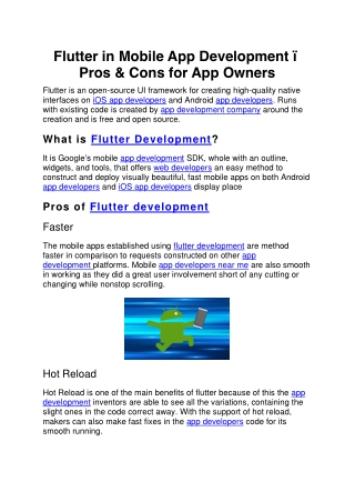 Flutter in Mobile App Development – Pros & Cons for App Owners