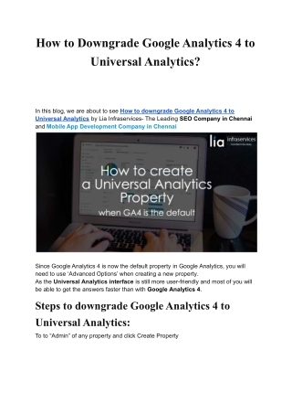 How to Downgrade Google Analytics 4 to Universal Analytics.