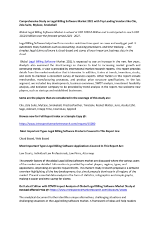 Comprehensive Study on Legal Billing Software Market 2021
