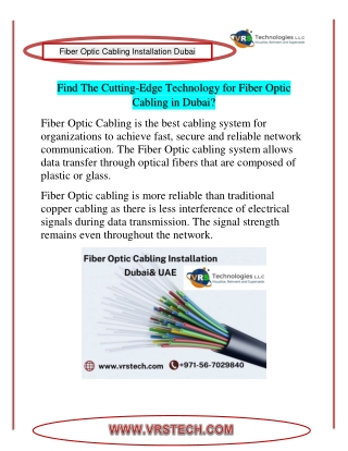 Find The Cutting-Edge Technology for Fiber Optic Cabling in Dubai?