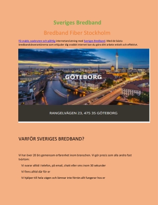 Bredband Fiber Stockholm