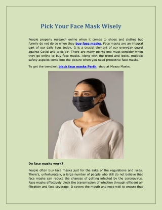 Pick Your Face Mask Wisely