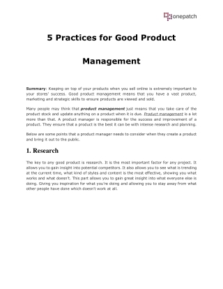 5 Practices for Good Product Management