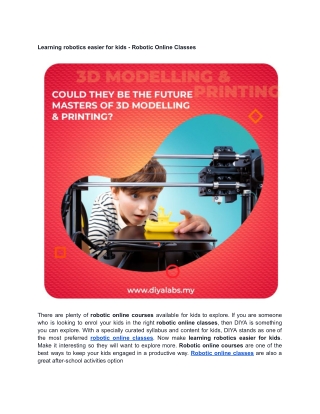 Learning robotics easier for kids - Robotic Online Classes