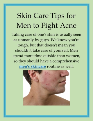 Skin Care Tips for Men to Fight Acne