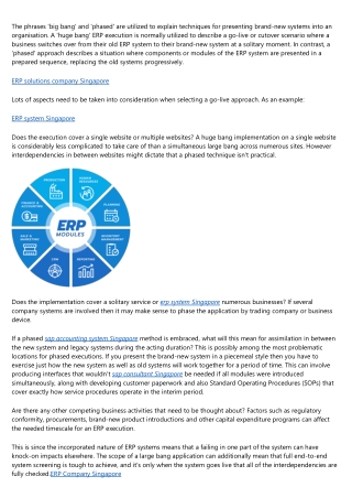 Big Bang Versus Phased ERP Implementations