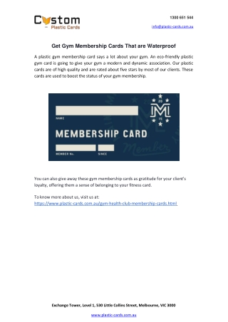 Get Gym Membership Cards That are Waterproof