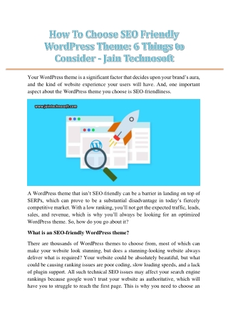 How To Choose SEO Friendly WordPress Theme 6 Things to Consider - Jain Technosof