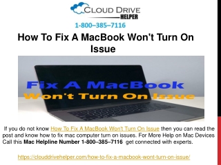 Call 1-800–385–7116 - How To Fix A MacBook Won't Turn On Issue