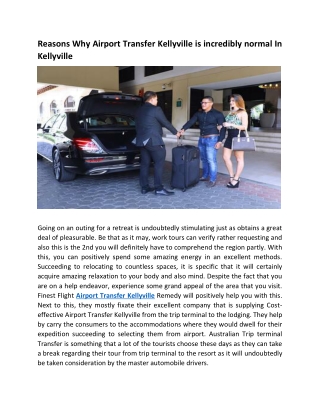 Reasons Why Airport Transfer Kellyville is incredibly normal In Kellyville