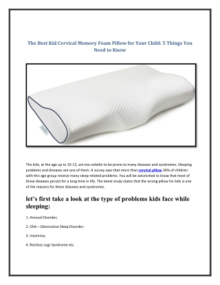 The Best Kid Cervical Memory Foam Pillow for Your Child