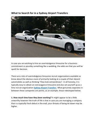 What to Search for in a Sydney Airport Transfers