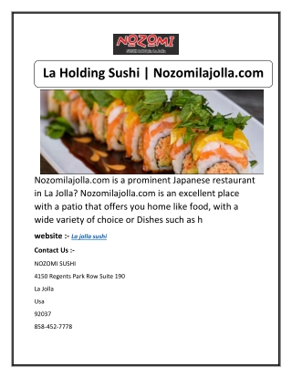 La Holding Sushi | Nozomilajolla.com