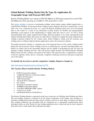 Global Robotic Welding Market