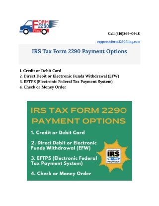 IRS Tax Form 2290 Payment Options