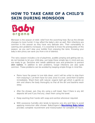HOW TO TAKE CARE OF A CHILD’S SKIN DURING MONSOON