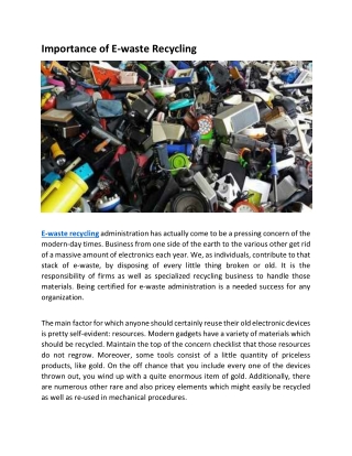 Importance of E-waste Recycling