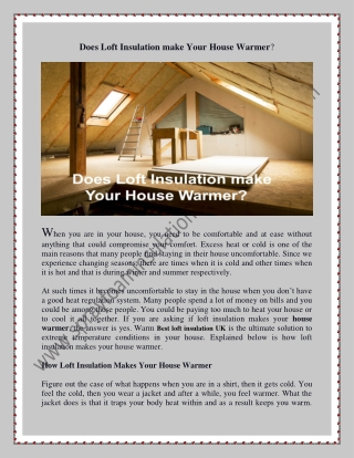 How does loft insulation work?