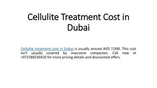 Cellulite Treatment Cost in Dubai