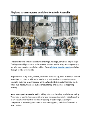 Airplane structure parts available for sale in Australia