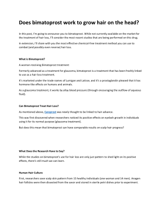 Does bimatoprost work to grow hair on the head