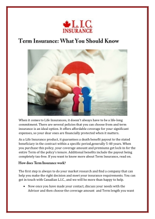 Term Insurance - What You Should Know