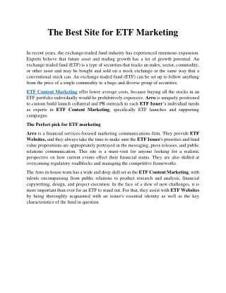 The Best Site for ETF Marketing