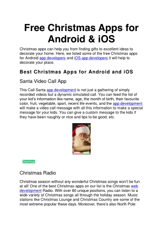 Free Christmas Apps for Android & iOS