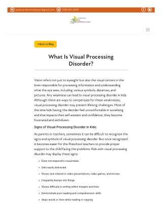 What Is Visual Processing Disorder