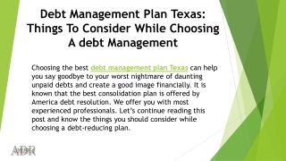Key Essential Of debt management plan in texas