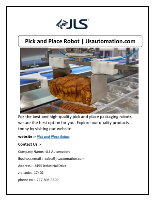 Pick and Place Robot | Jlsautomation.com