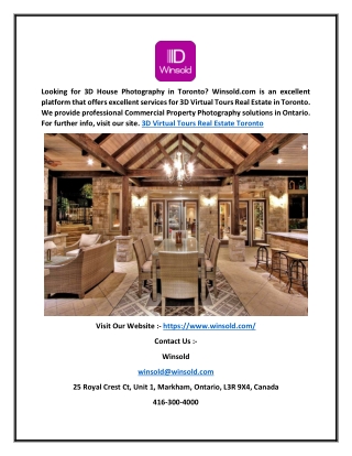 3D Virtual Tours Real Estate Toronto | Winsold.com