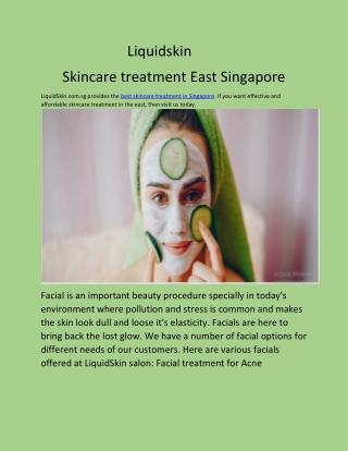 Skincare treatment East Singapore