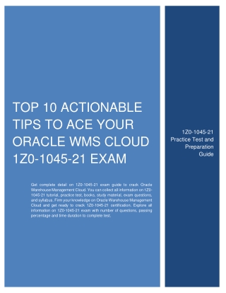 [UPDATED] Top 10 Actionable Tips to Ace Your Oracle WMS Cloud 1Z0-1045-21 Exam