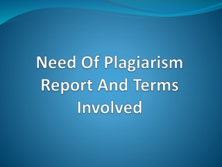 Need Of Plagiarism Terms Involved