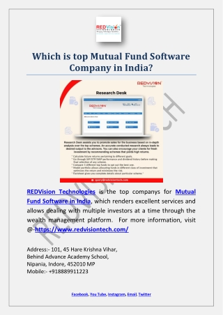 Which is top Mutual Fund Software Company in India (1)