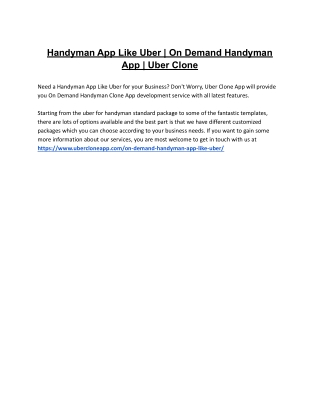 Handyman App Like Uber | On Demand Handyman App | Uber Clone