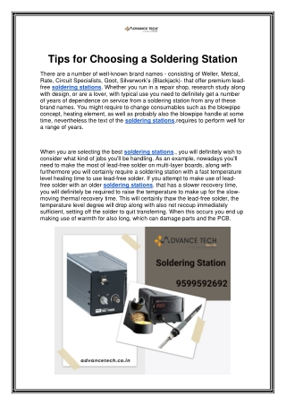 Tips for Choosing a Soldering Station