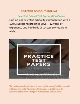 Selective School Test Preparation Online