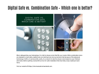 Digital Safe vs. Combination Safe – Which one is better?