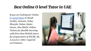 Best Online O level Tutor in UAE