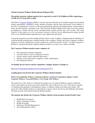 Global Corporate Wellness Market Research Report 2021