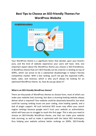 (PDF) Best Tips to Choose an SEO-friendly Themes For WordPress Website