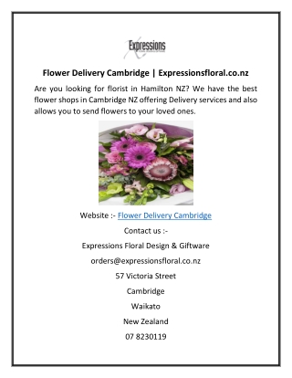 Flower Delivery Cambridge Expressionsfloral.co.nz