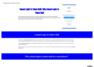 Cannot Login To Yahoo Mail | Why cannot login Yahoo MAil