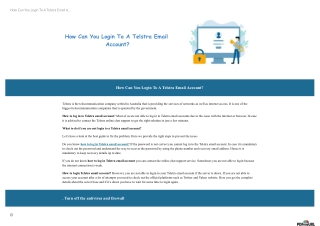 How Can You Login To A Telstra Email Account?