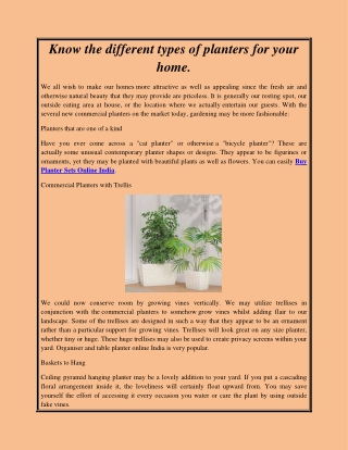 Know the different types of planters for your home